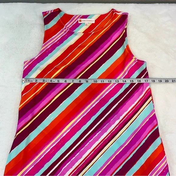 Jude Connally Dress Size Small Multicolored Melody Mod Stripe Sleeveless Swing - Picture 9 of 10